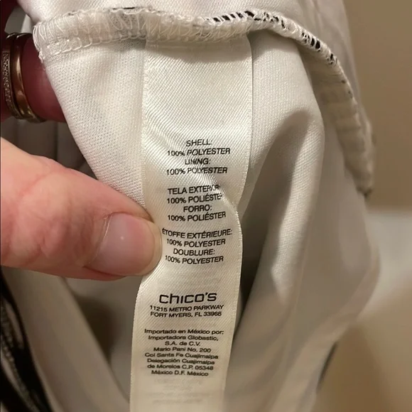 Chico's Black and White Ruched Wrap Dress - Picture 5 of 5